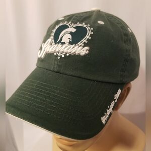 MSU Spartans Bejeweled Basebal Hat. Adjustable Strap Cap.